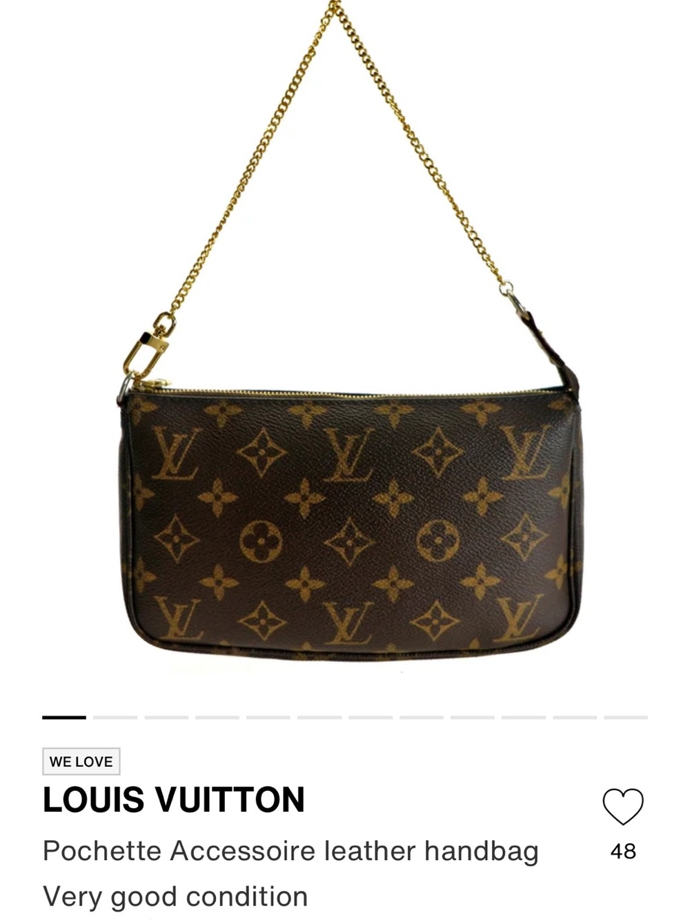 Louis Vuitton Monogram Canvas Pochette with Gold Chain